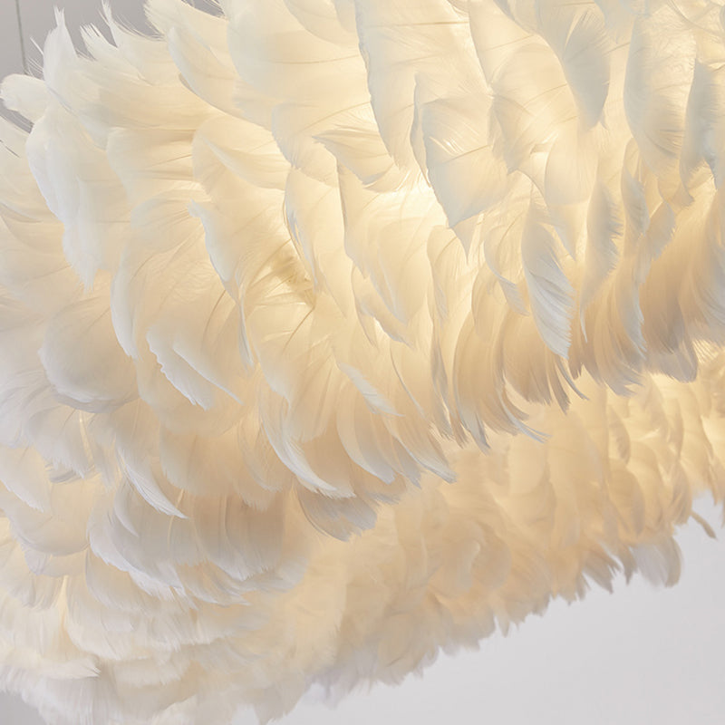 Aurora Feather Donut Pendant Light White Modern Chandelier