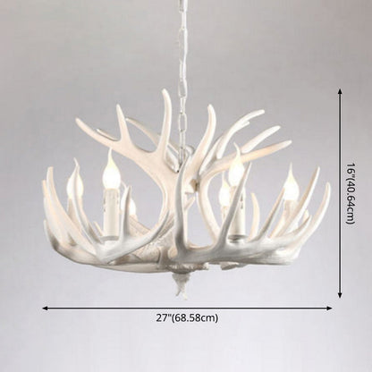 Aurélie White Antler Rustic Chandelier Bare Bulb Pendant