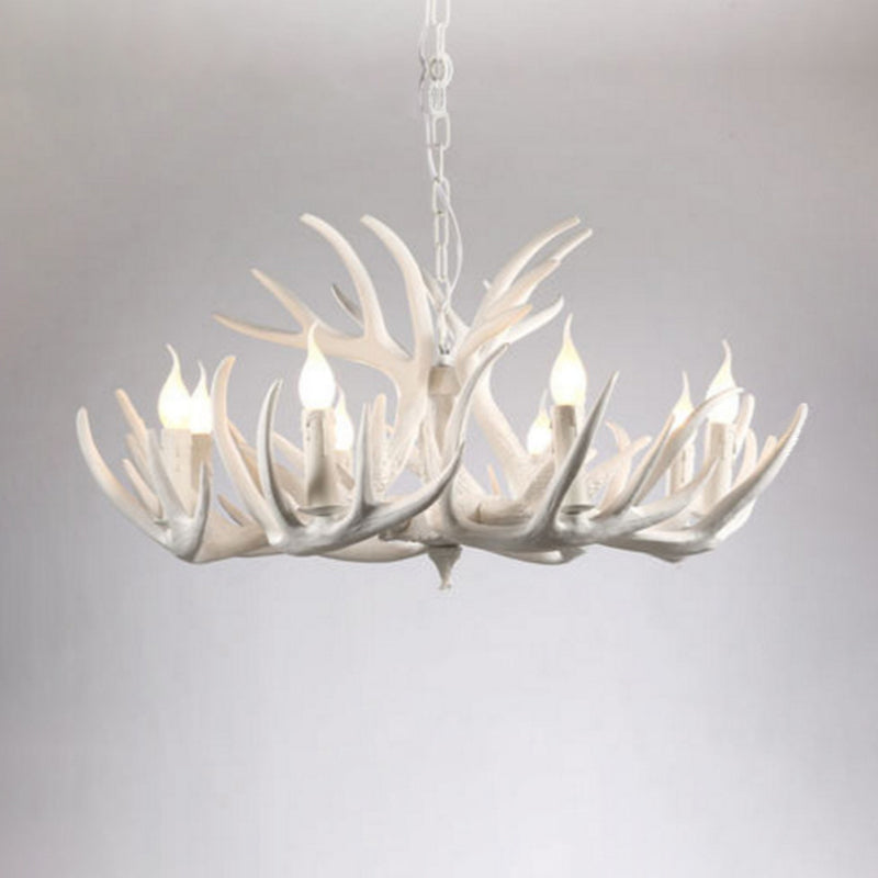 Aurélie White Antler Rustic Chandelier Bare Bulb Pendant