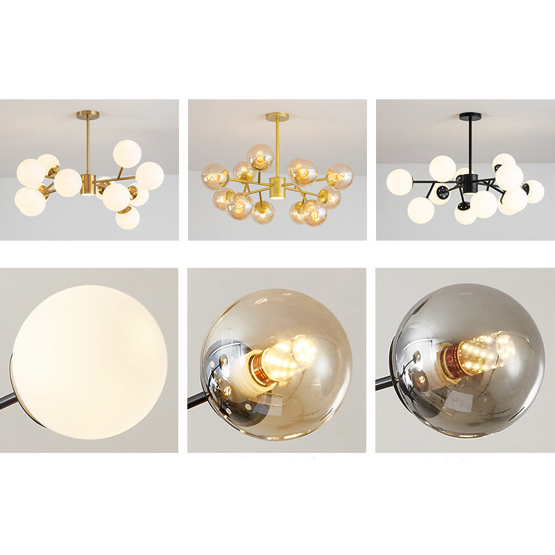 Isabelle Globe Glass Chandelier Modern Sputnik Pendant
