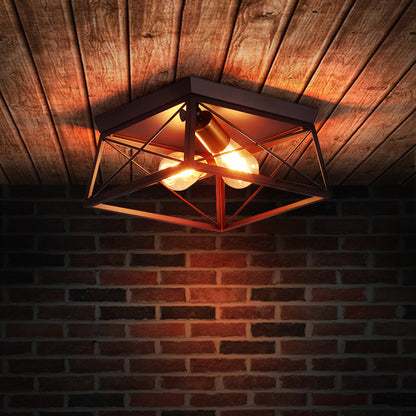 Gabrielle Industrial Square Frame Metal Flush Ceiling Light
