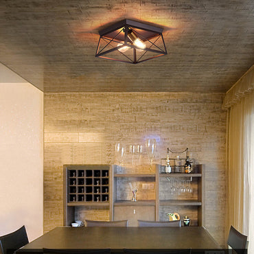 Gabrielle Industrial Square Frame Metal Flush Ceiling Light