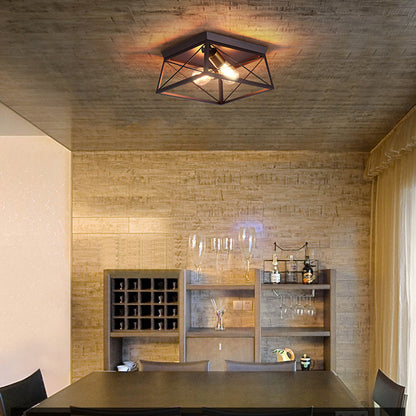 Gabrielle Industrial Square Frame Metal Flush Ceiling Light