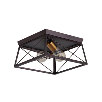 Gabrielle Industrial Square Frame Metal Flush Ceiling Light