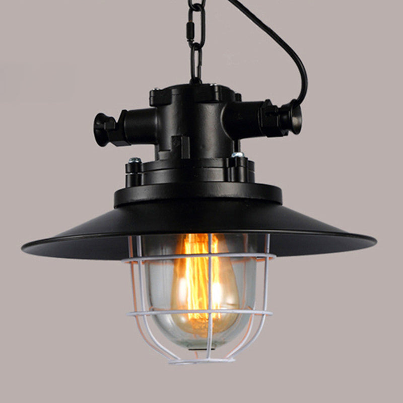 Élise Caged Glass Pendant Light Bronze Black Industrial