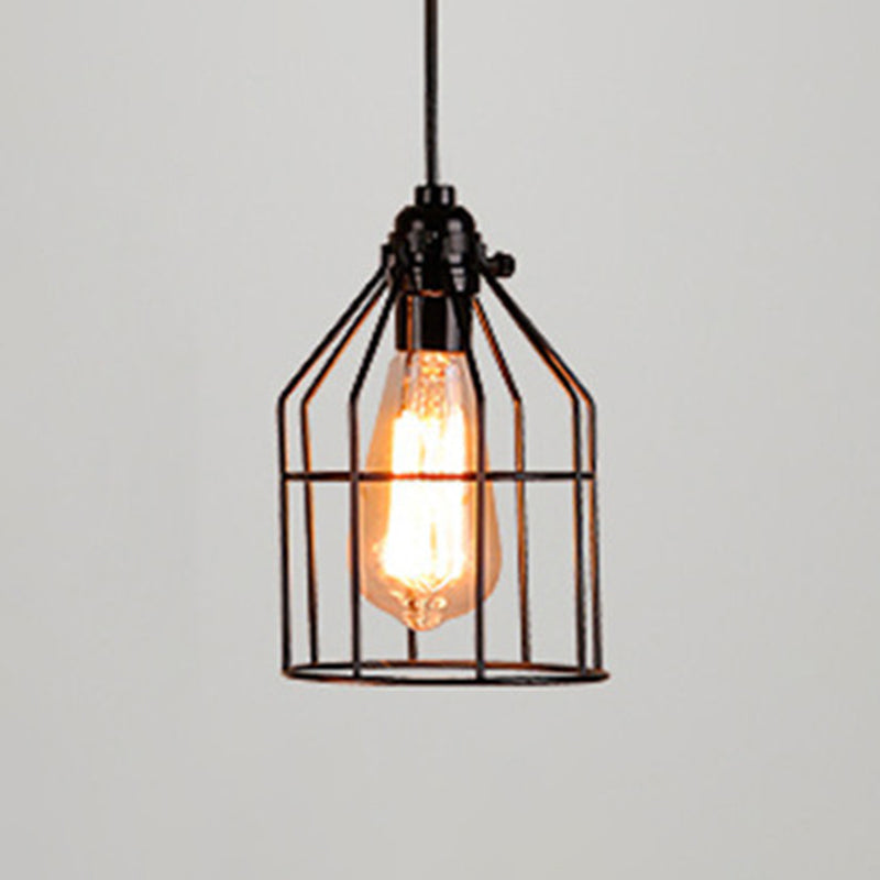 Manon Cage Pendant Light Black Industrial Single Bulb