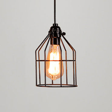 Manon Cage Pendant Light Black Industrial Single Bulb
