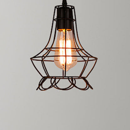Manon Cage Pendant Light Black Industrial Single Bulb