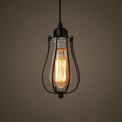 Manon Cage Pendant Light Black Industrial Single Bulb