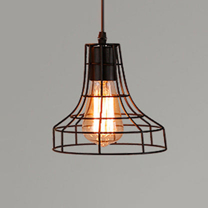 Manon Cage Pendant Light Black Industrial Single Bulb
