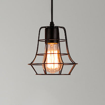 Manon Cage Pendant Light Black Industrial Single Bulb