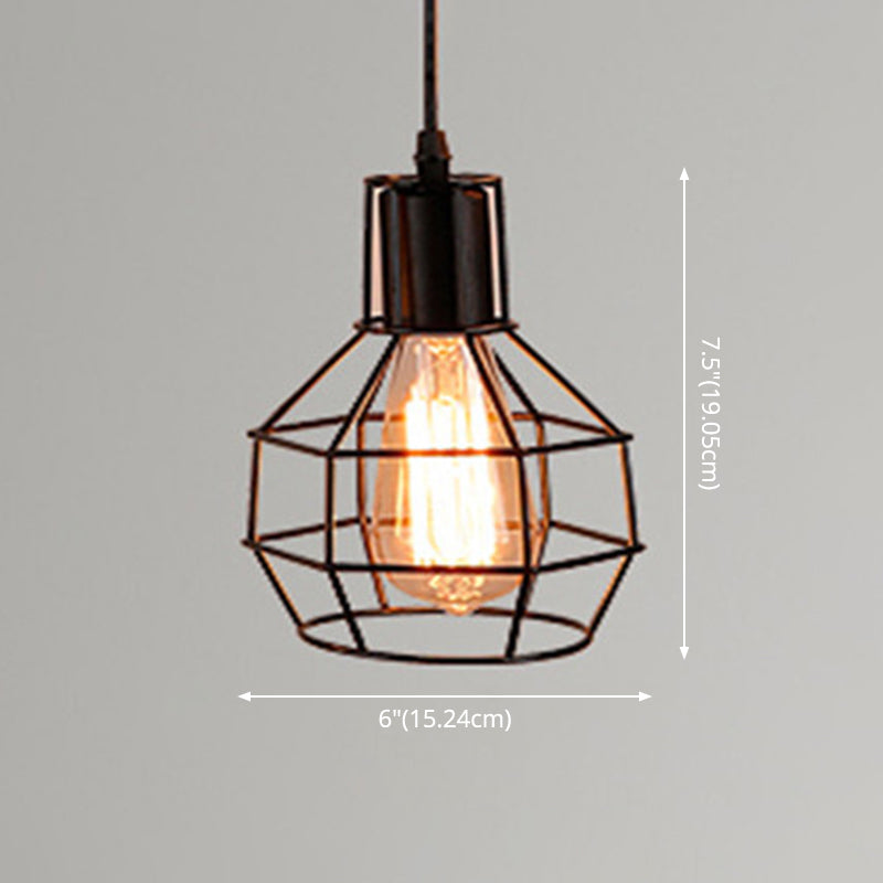 Manon Cage Pendant Light Black Industrial Single Bulb