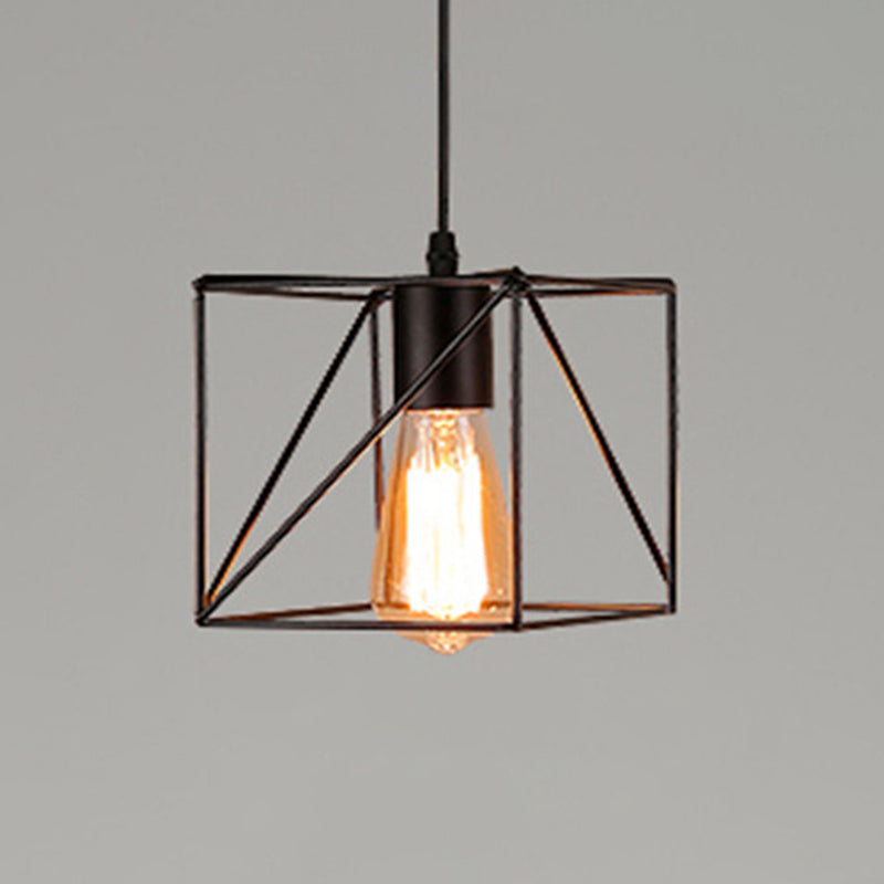 Manon Cage Pendant Light Black Industrial Single Bulb