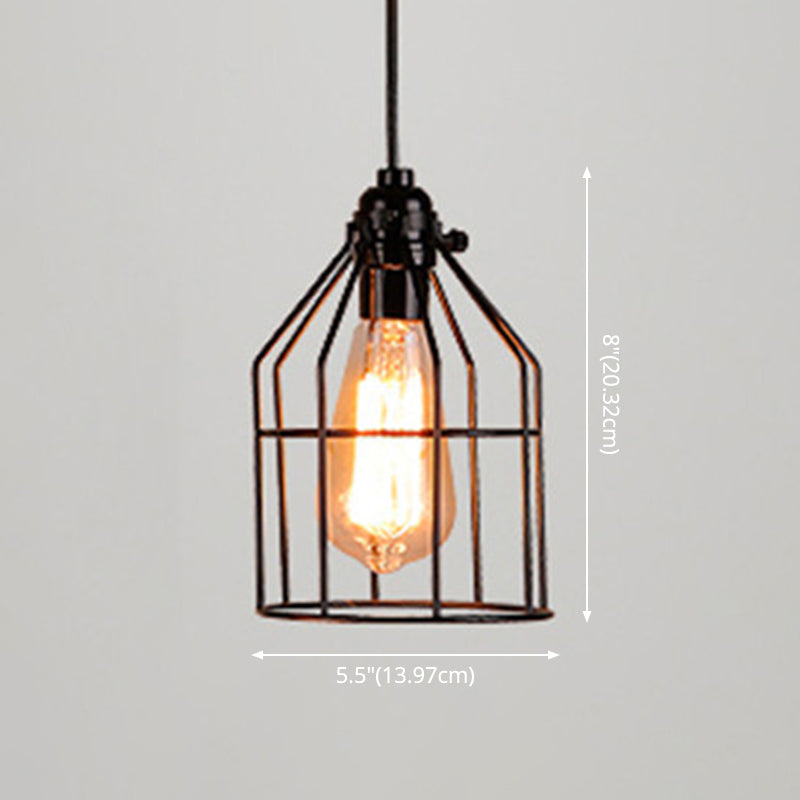 Manon Cage Pendant Light Black Industrial Single Bulb
