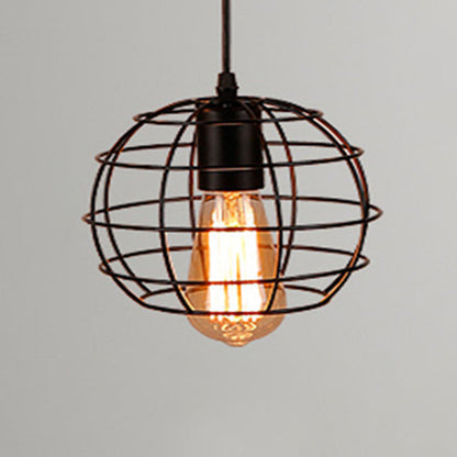 Manon Cage Pendant Light Black Industrial Single Bulb