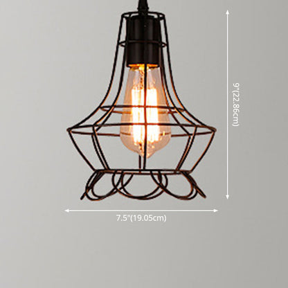 Manon Cage Pendant Light Black Industrial Single Bulb