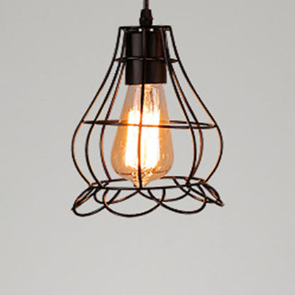 Manon Cage Pendant Light Black Industrial Single Bulb