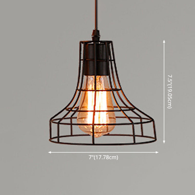 Manon Cage Pendant Light Black Industrial Single Bulb