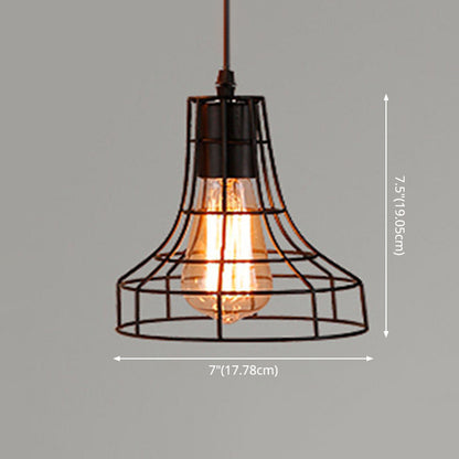 Manon Cage Pendant Light Black Industrial Single Bulb