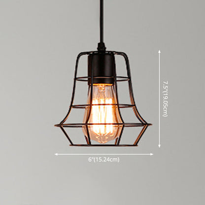 Manon Cage Pendant Light Black Industrial Single Bulb