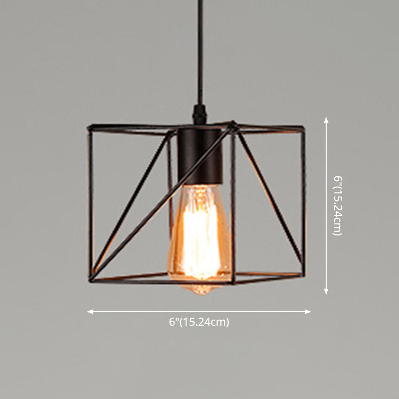 Manon Cage Pendant Light Black Industrial Single Bulb