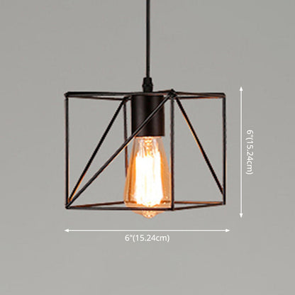 Manon Cage Pendant Light Black Industrial Single Bulb