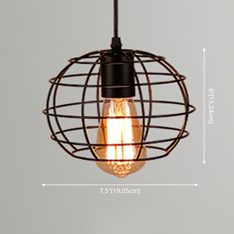 Manon Cage Pendant Light Black Industrial Single Bulb