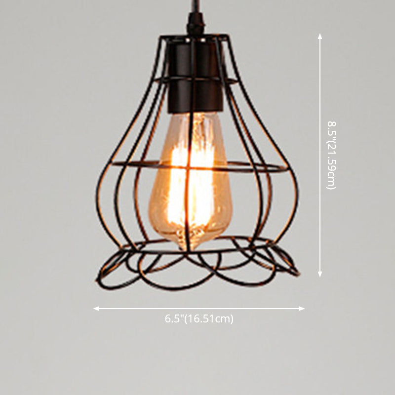 Manon Cage Pendant Light Black Industrial Single Bulb