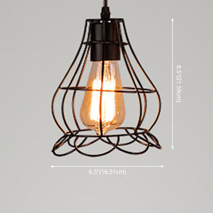 Manon Cage Pendant Light Black Industrial Single Bulb