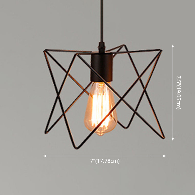 Manon Cage Pendant Light Black Industrial Single Bulb