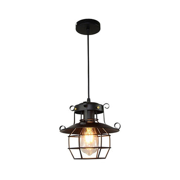 Chloé Lantern Cage Pendant Light Black Industrial Hanging