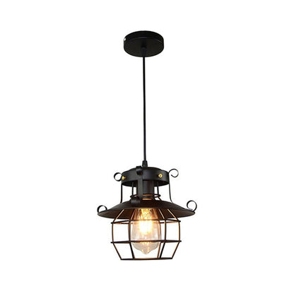 Chloé Lantern Cage Pendant Light Black Industrial Hanging