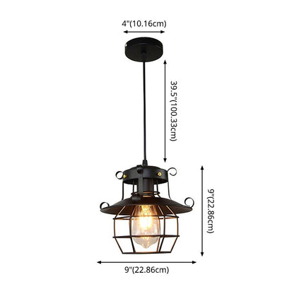 Chloé Lantern Cage Pendant Light Black Industrial Hanging