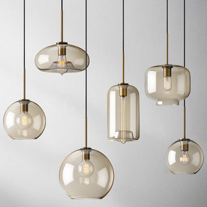 Élise Cognac Glass Modern Pendant Ceiling Light