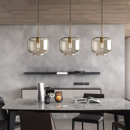 Élise Cognac Glass Modern Pendant Ceiling Light