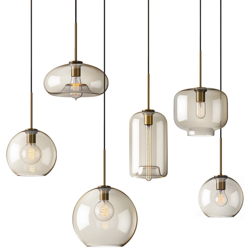Élise Cognac Glass Modern Pendant Ceiling Light