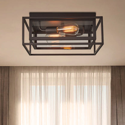 Valérie Vintage Square Frame Glass Flush Ceiling Light