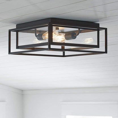 Valérie Vintage Square Frame Glass Flush Ceiling Light