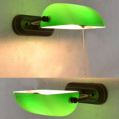 Camille Green Banker Glass Wall Lamp Pull Chain