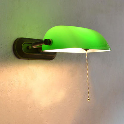 Camille Green Banker Glass Wall Lamp Pull Chain