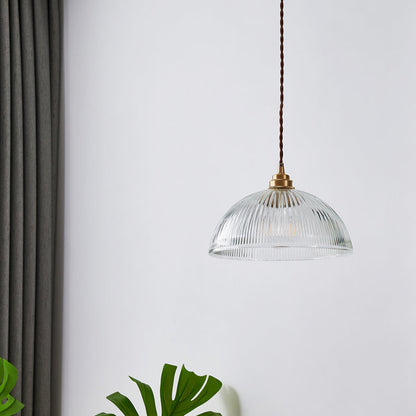 Gabrielle Ribbed Glass Bowl Pendant Light