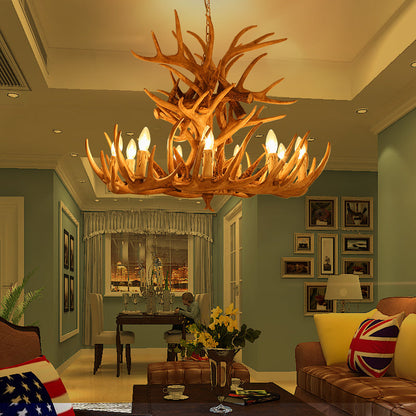 Geneviève Rustic Deer Antler Candelabra Chandelier Pendant