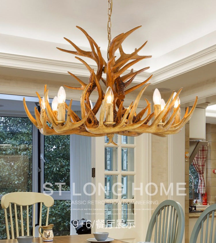 Geneviève Rustic Deer Antler Candelabra Chandelier Pendant