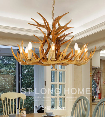 Geneviève Rustic Deer Antler Candelabra Chandelier Pendant