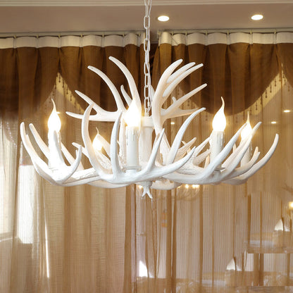 Isabelle White Deer Antler Rustic Candelabra Chandelier