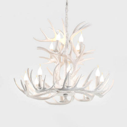 Isabelle White Deer Antler Rustic Candelabra Chandelier