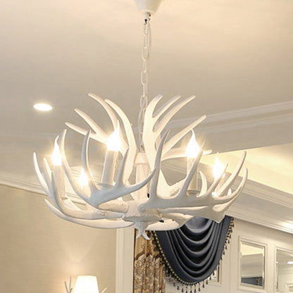 Isabelle White Deer Antler Rustic Candelabra Chandelier