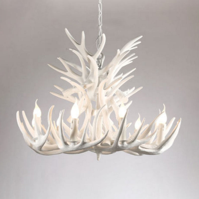 Isabelle White Deer Antler Rustic Candelabra Chandelier