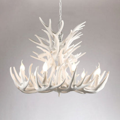 Isabelle White Deer Antler Rustic Candelabra Chandelier