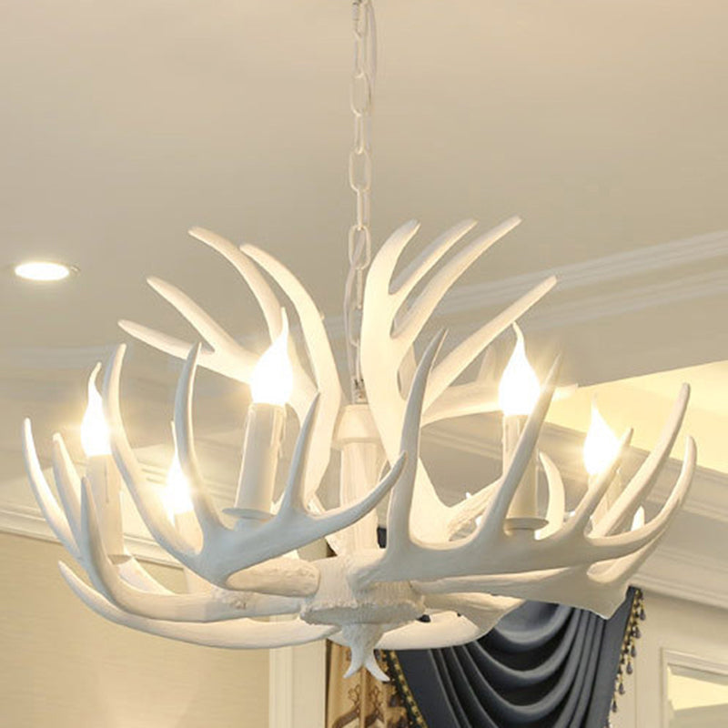 Isabelle White Deer Antler Rustic Candelabra Chandelier